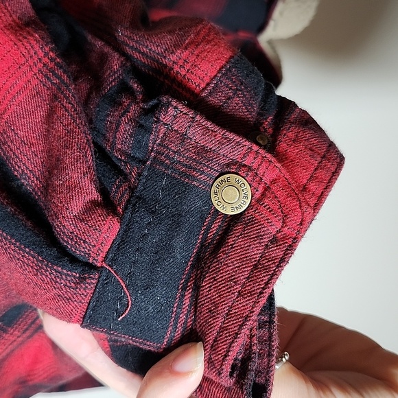 Wolverine Mens Buffalo Check Plaid Sherpa Lined Full Zip Shacket jacket Holiday - Picture 9 of 10